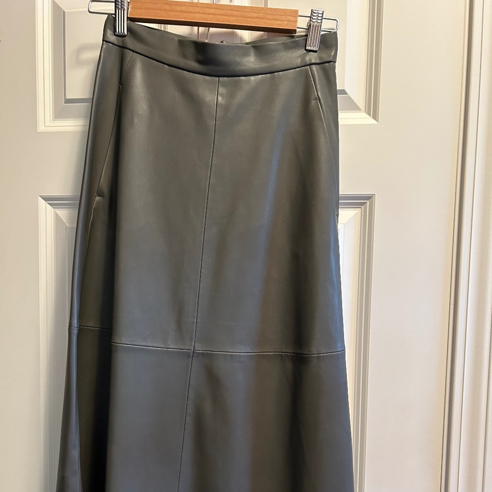 Mango A-line Faux Leather Skirt